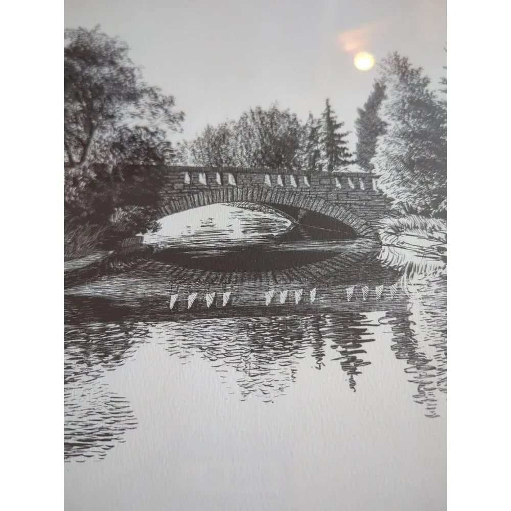 Vtg 1980 Sylvia Rudolph Minnehaha Creek Signed Ink Original Wood Framed 22x18 - Picture 10 of 13